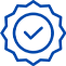 A blue circular symbol with an image of a check mark.